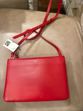 Celine Red Leather Crossbody Bag with 2 detachable pouches